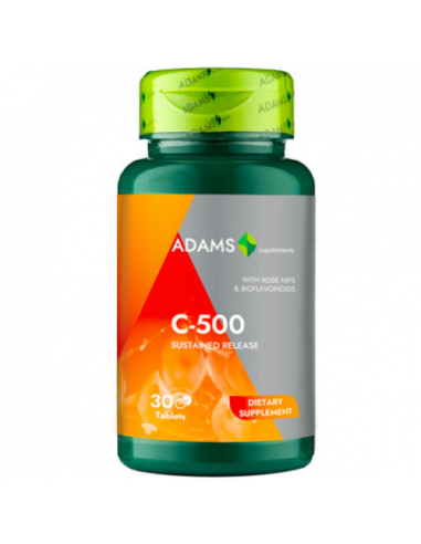 Vitamina C-500mg cu macese, 30 tablete, Adams