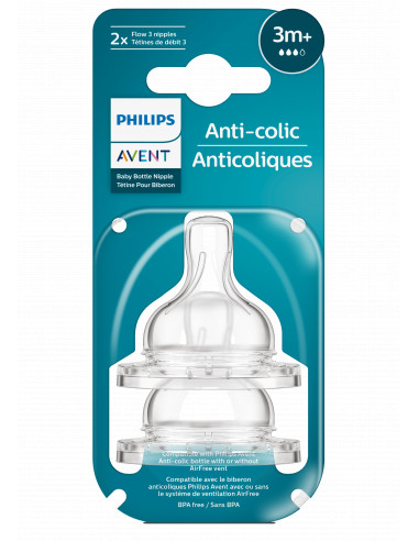 Set 2 tetine clasic cu debit mediu, 3 luni+, Philips Avent