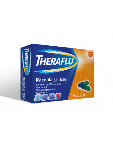 Theraflu raceala si tuse, 16 capsule,...