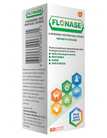 Flonase 5mcg/doza spray nazal-suspensie, 60 doze/flacon, Glaxosmithkline Anglia