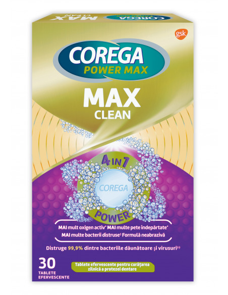 Corega tabs Max Clean, 30 tablete, GLAXOSMITHKLINE ANGLIA