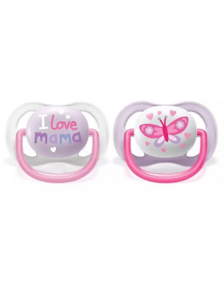 Set 2 suzete ultra air happy roz, 0-6 luni, Philips Avent