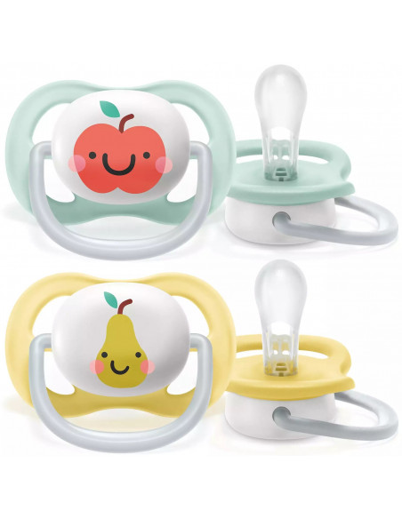 Set 2 suzete ultra air verde/galben, 0-6 luni, Philips Avent