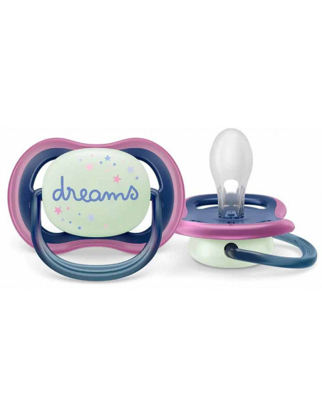 Set 2 suzete ultra air roz fosforescent, 6-18 luni, Philips Avent