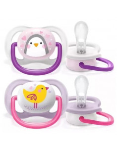 Set 2 suzete ultra air roz/mov, 0-6 luni, Philips Avent