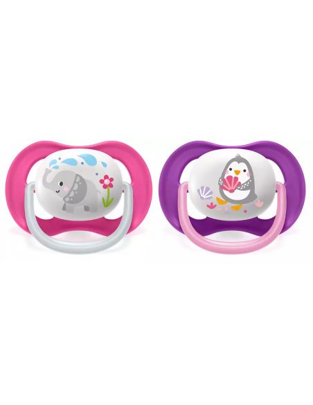 Set 2 suzete ultra air roz/mov, 6-18 luni, Philips Avent