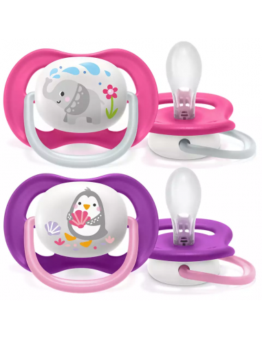 Set 2 suzete ultra air roz/mov, 6-18 luni,...