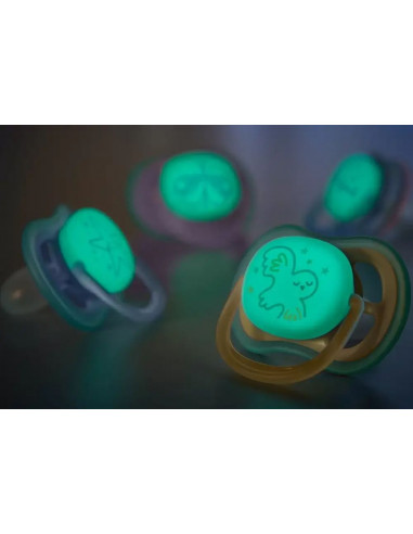 Set 2 suzete ultra air verde fosforescent, 0-6...