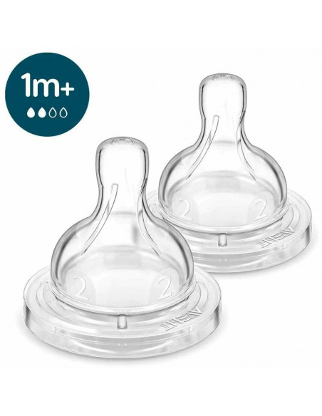 Set 2 tetine clasic debit lent, 1 luna+, Philips Avent