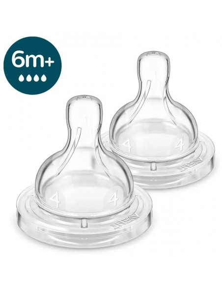Set 2 tetine clasic cu debit rapid, 6 luni+, Philips Avent
