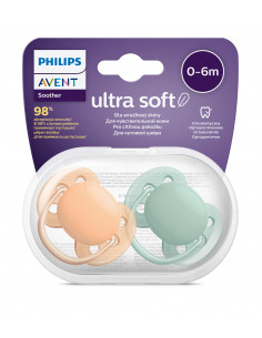 Set 2 suzete ultra soft verde/portocaliu, 0-6 luni,... 2