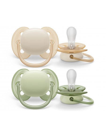 Set 2 suzete ultra soft galben/verde, 0-6 luni, Philips Avent