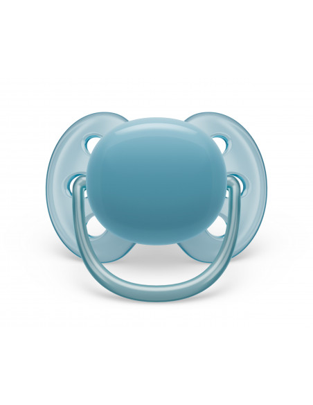 Set 2 suzete Ultra Soft albastru/gri 6–18 luni, Philips Avent