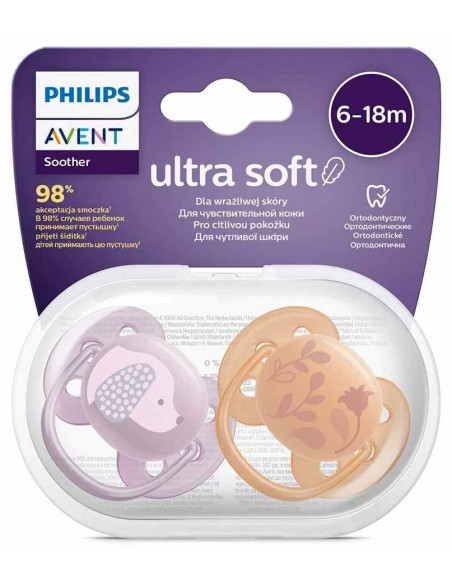 Set 2 suzete ultra soft catel, 6-18 luni, Philips Avent