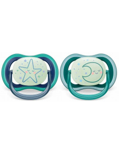 Set 2 suzete ultra air verde/albastru, 6-18 luni, Philips...