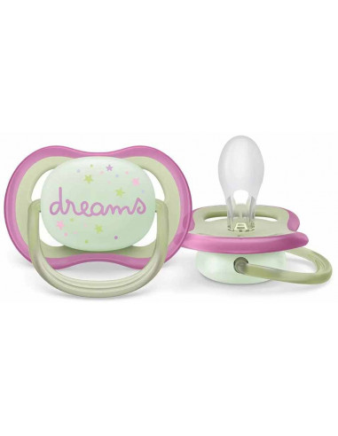 Set 2 suzete ultra air roz fosforescent, 0-6...