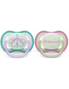 Set 2 suzete ultra air roz fosforescent, 0-6 luni,...