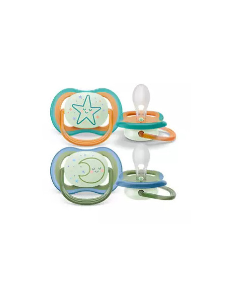 Set 2 suzete ultra air fosforescent, 18 luni+, Philips Avent