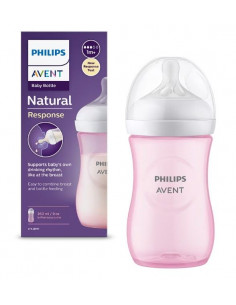 Biberon natural roz, 1 luna+, 260ml, Philips Avent