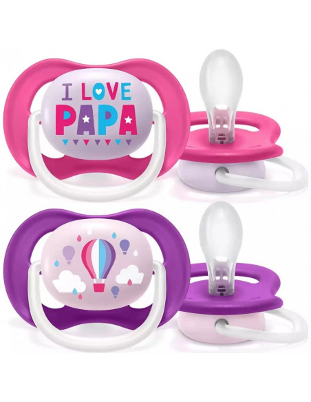 Set 2 suzete ultra air roz, 6-18 luni, Philips Avent