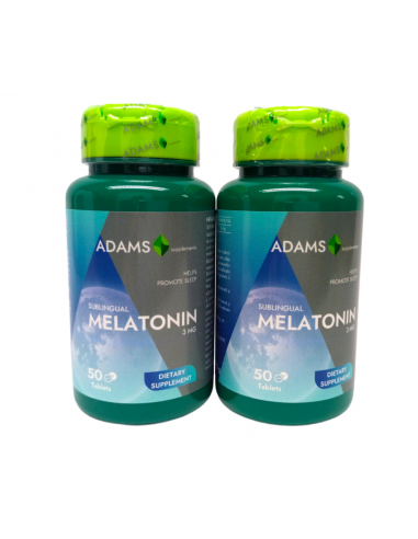 Pachet 1+1 Melatonina 3mg, 2x50 tablete sublinguale, Adams