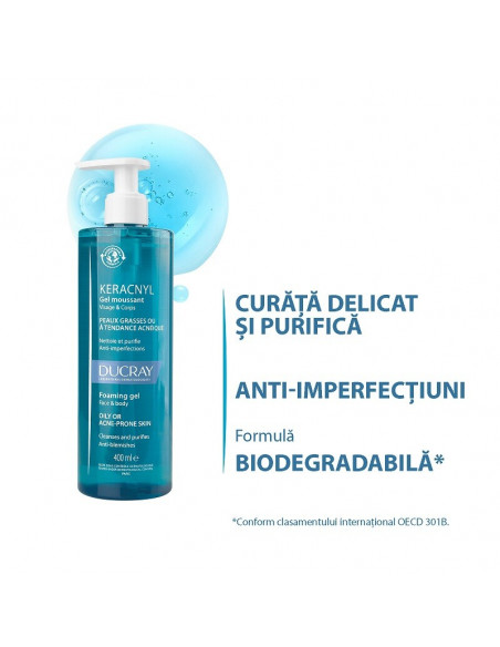 Ducray Keracnyl gel de curatare anti-acnee, 400 ml, LAB. PIERRE FABRE FRANTA