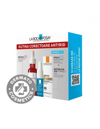 Roche-Posay pachet retinol B3 ser, 30ml+Mini Anthelios Age Correct, 15ml+Mini Hyalu B5 ser, 10ml, LA ROCHE-POSAY LABORAT FRANCE