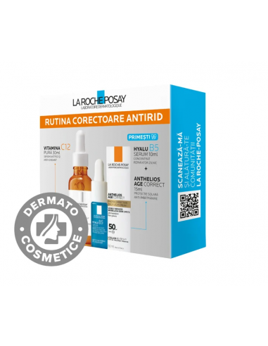 Roche-Posay pachet Ser Vit. C12 pura, 30ml+ Anthelios Age Correct, 15ml+Mini Hyalu B5 ser, 10ml, LA ROCHE-POSAY LABORAT FRANCE
