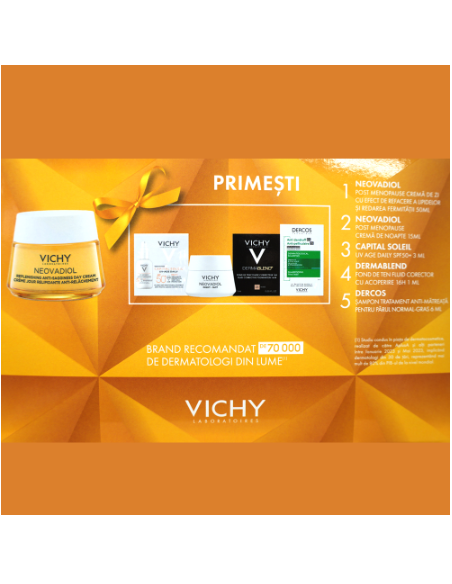 Vichy pachet Neovadiol post-meno crema de zi cu efect de refacere a lipidelor si redefinire, 50ml, LA ROCHE-POSAY LABORAT FRANCE