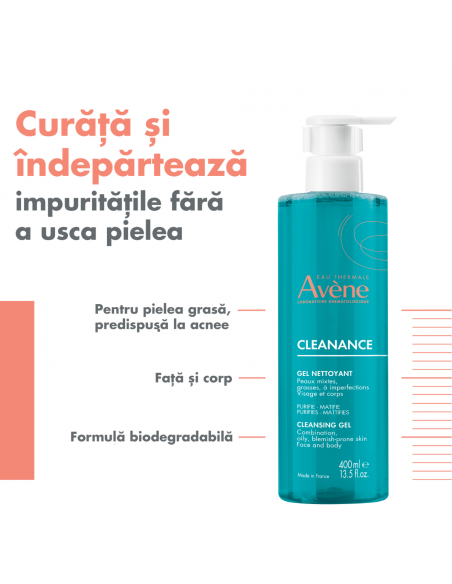Gel de curatare Avene Cleanance, 400 ml, LAB. PIERRE FABRE FRANTA