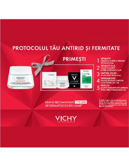 Vichy pachet liftactiv crema H.A. de zi antirid si fermitate pentru ten uscat, 50 ml, LAB. PIERRE FABRE FRANTA
