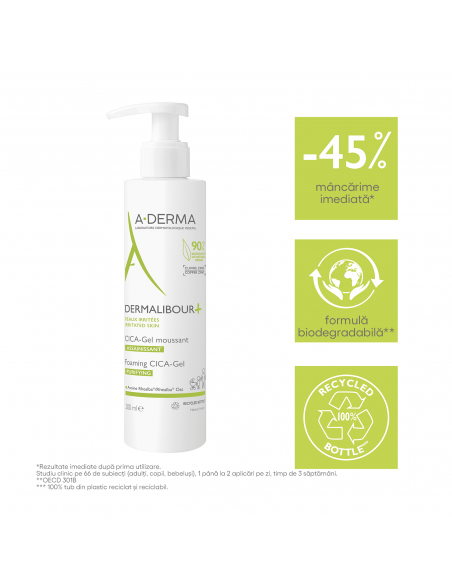 A-Derma Dermalibour+ Cica gel spumant purificator, 200ml, Pierre Fabre