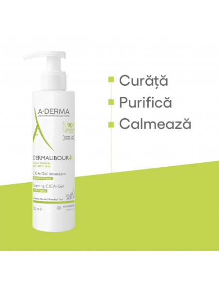 A-Derma Dermalibour+ Cica gel spumant purificator, 200ml, Pierre Fabre