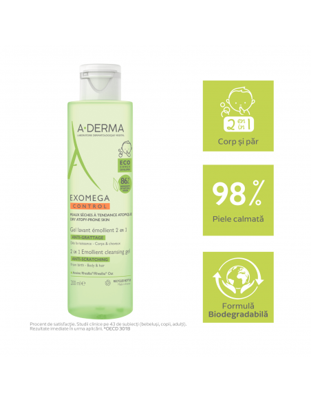 A-Derma Gel spumant 2in1 Exomag control, 200 ml, LAB. PIERRE FABRE FRANTA