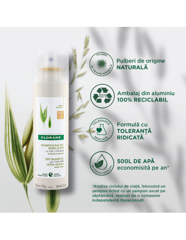 Klorane sampon uscat nuantator cu lapte de ovaz...