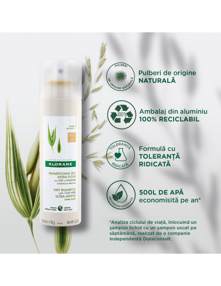 Klorane sampon uscat nuantator cu lapte de ovaz , 150 ml, LAB. PIERRE FABRE FRANTA