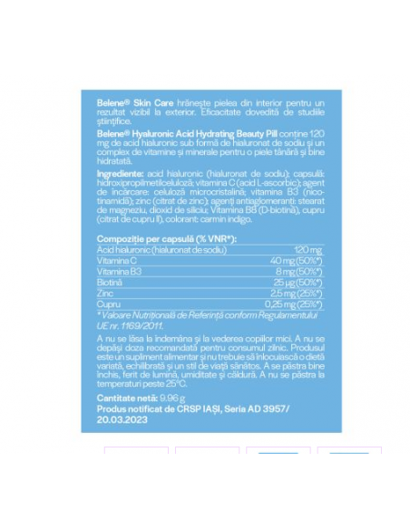 Bellene Hyaluronic Acid Beauty Pill, 30 capsule, Ceres Pharma