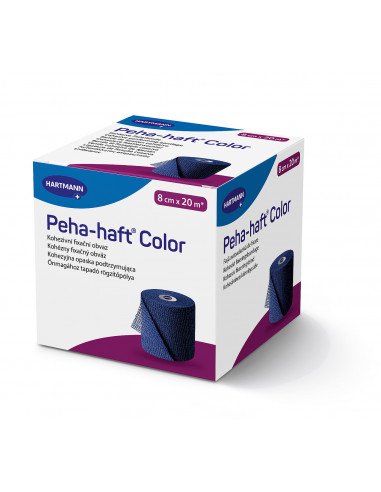 Peha-haft color albastru 8 cm x 20 m - bandaj elastic de fixare autoadeziv fara latex, o bucata, PAUL HARTMANN AG