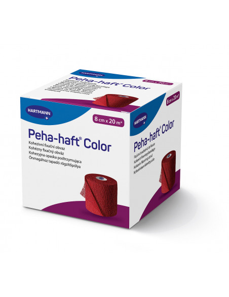 Peha-haft color rosu 8 cm x 20 m - bandaj elastic de fixare autoadeziv fara latex, o bucata, PAUL HARTMANN AG