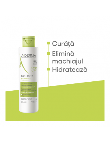 A-Derma Biology lapte demachiant hidratant, 200...