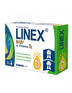 Linex Baby cu Vitamina D3 picături orale, 8 ml, Sandoz