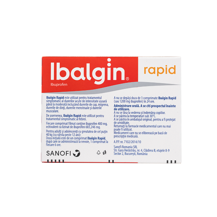 Ibalgin Rapid 400mg x12cpr filmate, Sanofi...