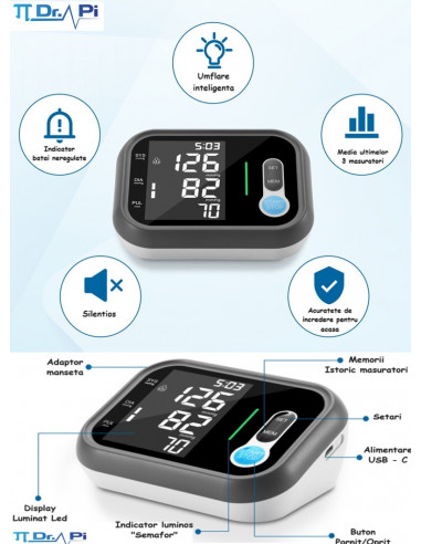 Tensiometru automat de brat cu adaptor RJA00,...