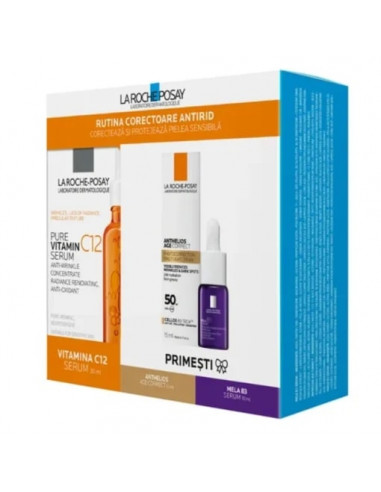 Roche posay pachet vitamina c12 ser, 30ml + anthelios age correct, 15ml+ mela b3 ser, 10ml, La Roche Posay