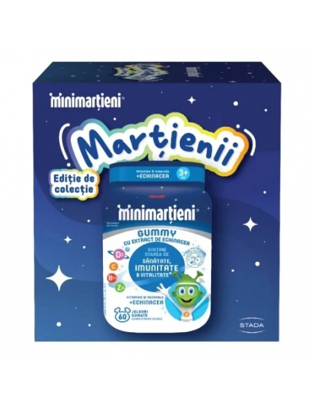 Minimartieni gummy cu echinacea, 60 jeleuri + breloc cadou, Walmark