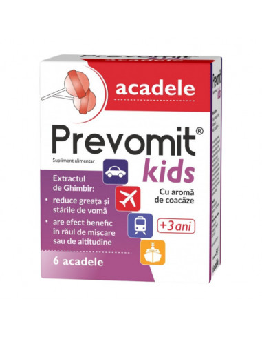 Prevomit kids cu aroma de coacaze 3ani+, 6 acadele, Zdrovit
