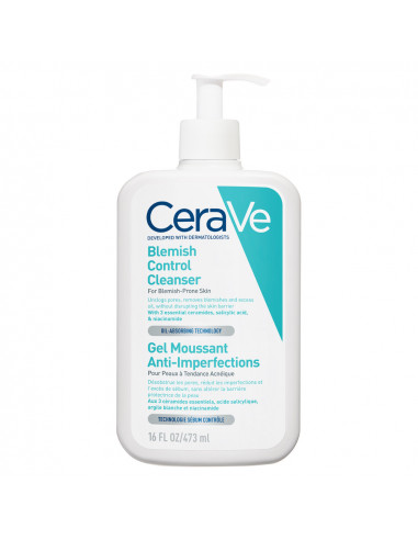 Cerave gel de curatare spumant anti-imperfectiuni pentru ten cu tendinta acneica, 473 ml, La Roche Posay