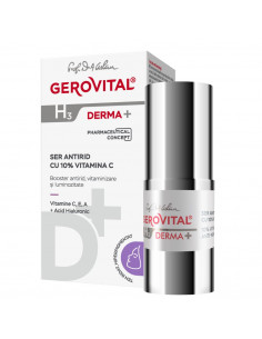 Ser antirid cu 10% Vitamina C H3 Derma+, 15 ml, Gerovital