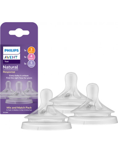 Set tetine cu flux mediu, rapid si foarte rapid, SCY960/03, 3 buc, Philips Avent