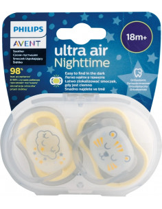 Suzete ultra air cu buton fosforescent Philips Avent, +18...